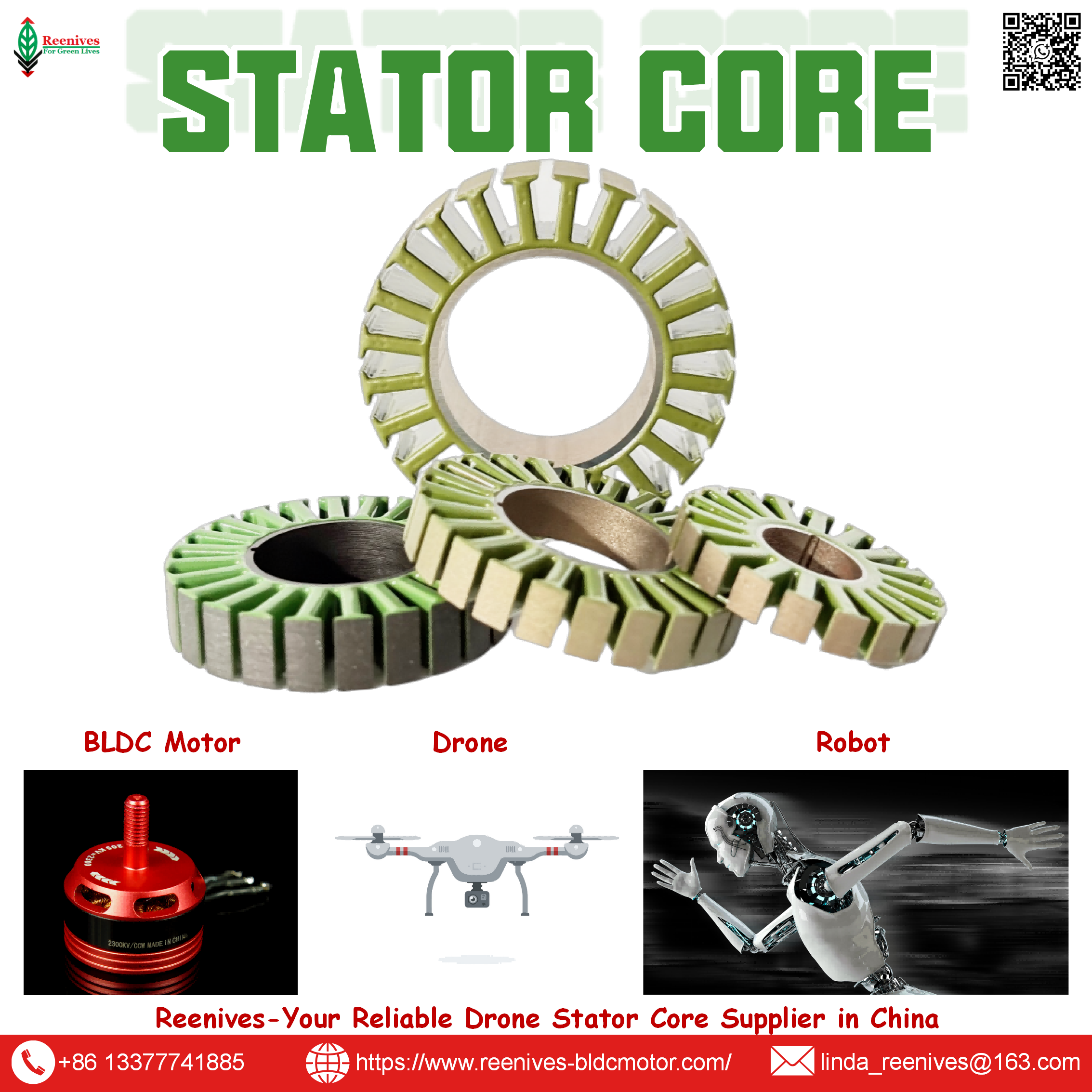 Precision motor stacks for UAV, drone & industrial BLDC motors. 0.20mm epoxy-coated, stacking factor ≥98.2%, low core loss. Free samples & global shipping.